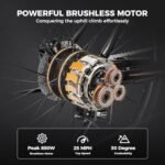 Jasion EBX Electric Bike for Adults, 26" Electric Mountain Bike with 850W Peak Brushless Motor, Max 55Miles 25MPH Electric Bicycles, 450Wh Removable Battery, Ebike for Adults 21-Speed Front Suspension. - Image 3
