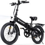 isinwheel U5 Pro Folding Electric Bike for Adults, 800W Brushless Motor, 20MPH Up to 50 Miles, 2-3H Fast Charge, 20" Fat Tire Ebike, 7 Speed Gear, Front Fork Suspension for Leisure Riding&Commuting.