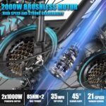 2000w Dual Motor Ebike for Adults Electric Bike for Adults 26inches Fat Tire Electric Mountain Bike 48v 23ah Removable Battery Max Speed 34mph 62 Miles Long Range 21-Speed Mens. - Image 3