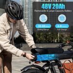 Ebike with 1200W Brushless Motor,Removable 48V 20Ah Battery,UP to 32MPH,Electric Mountain Bike with 20" Fat Tire with Front/Rear Turn Signals for Men Women,Travel Bag. - Image 4