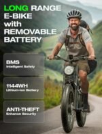 tifgalop Adult Electric Bike, 1000W Motor Maximum Speed 33MPH and 48V 18Ah Detachable Lithium Battery, Maximum Range 90km, 26 Inch Off-Road Tire Mountain Snow Beach Electric Bike. - Image 5