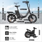 16" Folding Electric Bike Adults, Peak 630W Adult Electric Bicycles, Up to 25 MPH and 35 Miles Foldable Ebikes, Electric Bike for Teens with 36V 8Ah Removable Battery, Dual Disk Brake. - Image 5