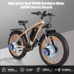 2000W AWD Electric Bike for Adults - 35MPH 26" Fat Tire Off-Road Ebike with 48V 23Ah Battery, 80 Miles Range, 21-Speed, Hydraulic Brakes, Lockable Suspension. - Image 2
