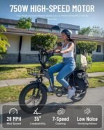 Breeze 1500W Peak Electric Bike for Adults, 120Miles 30AH Dual Batteries Long Range Ebike, All Terrain for Mountain, Snow, Beach, Step Through Fat Tires Electric Bike, 2 Seater (US Warehouse). - Image 3