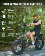 Breeze 1500W Peak Electric Bike for Adults, 120Miles 30AH Dual Batteries Long Range Ebike, All Terrain for Mountain, Snow, Beach, Step Through Fat Tires Electric Bike, 2 Seater (US Warehouse). - Image 2