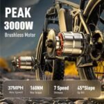 Electric Bike for Adults with 3000W Peak Dual Motors, 23AH 1196WH/1104WH Battery, 37MPH 26” Fat Tire, Full Suspension, Dual Hydraulic Disc Brake, E Bikes For Men, 90 Miles Long Range 45° Uphill. - Image 2