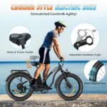 GESHENG 1125W Fat Tire Electric Bike,32MPH & 48V 20AH Long Range E Bike Adults,【 Upgrade Adjustable Stem】 26 X4.0 Snow Beach Mountain Electric Cruiser Bike, Larger Display, Class 3 Ebike. - Image 4