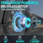 Electric Bike for Adults, 1500W 36MPH Ebike,26'' X 4.0 Fat Tire Beach Mountain Bikes 48V 20AH BMS Battery Adult Commute Electric Bicycles Shim 7-Speed UL2849. - Image 3