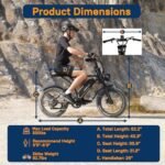 V60/V60 Pro Electric Bike, 48V 15.6/18.2Ah Removable Battery 20” Fat Tire Electric Bike, 1000/1500W Motor 30/33MPH Top Speed Electric Motorcycle, 7 Speed Dual Disc/Hydraulic Brake E Bikes. - Image 5