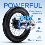 Totem Electric Bike - 1000W Peak Motor Adult Electric Bicycles, 20"×3.0" Fat Tire Cargo Ebike with 48V 15Ah Removable Lithium Battery, 7 Speed Gears, Mechanical Locking Suspension Fork. - Image 2