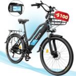 Electric Bike for Adults, 30 mph City Ebikes for Adults with Basket, 750W 1200W Peak Ebikes for Women 7 Speed, Adult Electric Bicycle with 48V 10.5Ah Removable Battery 26" Mountain E Bike.