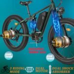 Electric Bike for Adults, Nexusrider Su7 2000W Dual Motor Electric Bicycle, 7 Speed 35MPH MTB, 48V 22.4AH 26 in Fat Tire Ebike with Full Suspension, 90 Miles Single & Dual Drive Switching. - Image 5