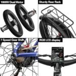 Electric Bike for Adults,1000/2000W Motor 35MPH,52V 20AH Battery,26" Fat Tire Ebike,Max 90 Miles E Bike for Men, Full Suspension,Hydraulic Brake 7-Speed Gears for Beach Mountain Electric Bike. - Image 6