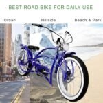 Tracer Beyond Pro 26'' Classic Stretch Chopper EBike with Spring Suspension Classical Fork, disc Brake and hi-Rise Steel Handlebar (Blue). - Image 7