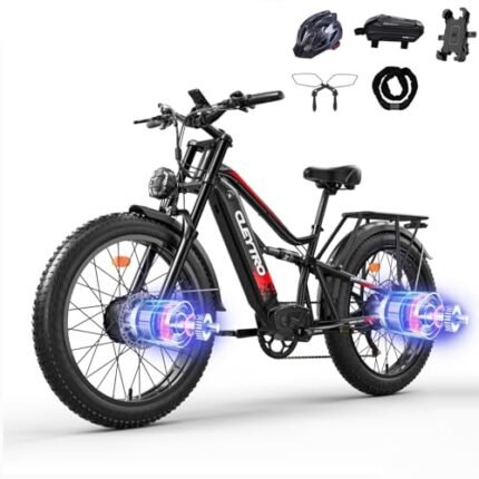 Electric Bike for Adults,1500W/750W,52V 21/19Ah 32-37MPH, 30-60Miles Range 26”Fat Tire Electric Bike Beach Snow Mountain Bike, Dual Hydraulic Disc Brakes Electric Bike Full Suspension.