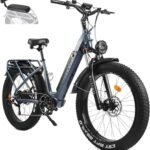 26" Fat Tire Electric Bike 48V 17.5Ah Battery, 750W Mountain Electric Bicycle City Urban Commuter E Bike for Adults Men Women Long Range 30MPH 7-Speed Gears Color Dispaly with 2 Seat.