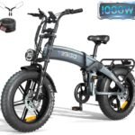 TESGO 1000W (1500W Peak) Moped Style Foldable Electric Bike,【LG Battery】 48V 16.8AH E Bike for Adults,【Full Suspension】 Double Shoulder Forks & Rear Air Shock,Dual Hydraulic, 20" Fat Tire EBike.