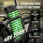 Foldable Electric Bike for Adults, 30+MPH, 48V 20Ah Removable Battery up to 80Miles, 20" Fat Tire Peak 1000W Motor Dirt Ebike Adult Electric Bicycle for City Commute Beach Mountain Adventurous E Bike. - Image 3