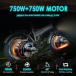 Electric Bike for Adults 20'' Fat Tire Electric Bike, AWD 2 * 750W Dual Motor e-Bike, 20Ah 960Wh Lithium Battery, Full Suspension, Electric Dirt Bike for Adults 30MPH Folding Electric Bike. - Image 3