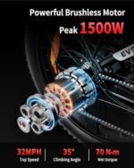EV900X/EV900S Peak 1500W Ebike,52V/48V 20Ah Removable Battery,26" Fat Tire,70Miles&32MPH/28MPH,Electric Bike for Adults,7 Speed Gears,Dual Shock Absorber,Adults Electric Bicycle. - Image 3