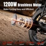 Carbon Electric Bike, 1200W Motor, 28MPH Speed & 48V 22.5Ah Removable Battery, 7-Speed, 20" x 4.0" Fat Tire Ebike Adult Electric Mountain Bicycle. - Image 4