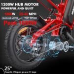 1200W Electric Bike for Adults 26" Fat Tire Ebike with 48V 18.2Ah Battery 37MPH 35Miles Electric Mountain Ebikes Bicycle for Teens Adult. - Image 2