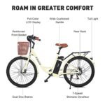 Viribus Electric Bike for Adults, Step Through Womens Electric Bikes, City Commuter Ebike 350W(Peak 500W) 7 Speed with 36V 13Ah Battery, Lightweight Aluminum Frame, Womens E Bike 26 inch. - Image 6