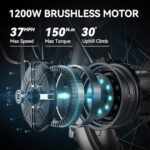 LET IT GO Electric Bike for Adults, 26" Electric Mountain Bike, Off Road All Terrains E Bike, 1200W 48V 17.5AH, 37 MPH & 37 Miles. - Image 4