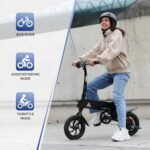 TST Electric Bike for Adults, 12" Folding Electric Bicycle, Max Speed 16MPH Mini Bike, 450W Peak Motor, Max 15 Miles Range, Ebike with Disc Brakes, Pedal-Assist, UL2849 Certification. - Image 3