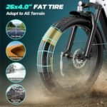 Vivi ACE01 Electric Bike for Adults, 26" x 4.0 Fat Tire Ebike, 1475W Peak Motor Torque Sensor Electric Mountain Bike, 25MPH Electric Bicycle with 48V 15AH Battery, 7 Speed, Hydraulic Brake, UL 2849. - Image 6