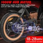 1000W Fat Tire Electric Bike, E Bikes for Men Motor 28Mph, E Bikes for Adults Electric, Fast Charge 48V 12.5Ah Battery, Mountain Bike with 20 X4.0 Fat Tire. - Image 3
