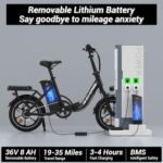 16" Folding Electric Bike Adults, Peak 630W Adult Electric Bicycles, Up to 25 MPH and 35 Miles Foldable Ebikes, Electric Bike for Teens with 36V 8Ah Removable Battery, Dual Disk Brake. - Image 3