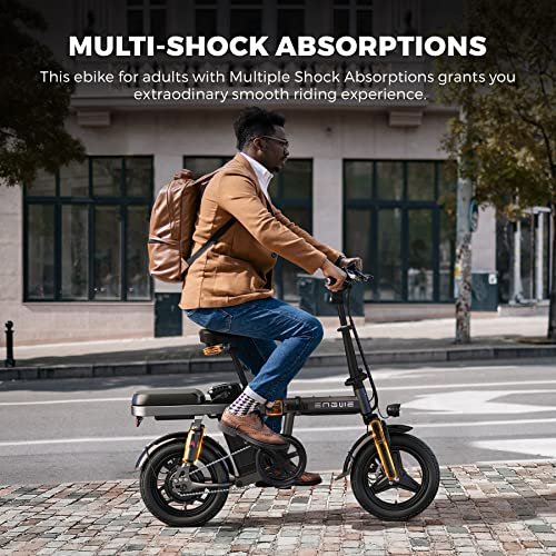 Version 1.0.0 ENGWE Folding Electric Bike for Adults Teens, 14" Fat Tire City Commuter Ebike, Mini Electric Bicycle with 350W (Peak 600W) Motor 48V 10AH Removable Battery Max 20MPH 37Miles. - Image 7
