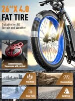 E·Bycco 52V 1000W Peak 1500W 19.2Ah Battery Electric Mountain Bike for Adults, 36MPH & 75Miles Fast Long Range EBikes, 21-Speed Pedal Assist E-Bikes, Hydraulic Disc Brake, Fat Tire Commuter E-Bicycle. - Image 4