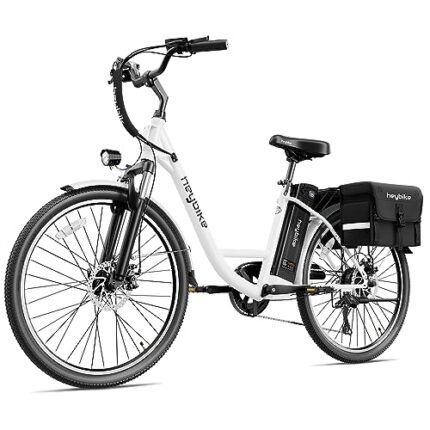 Heybike Cityscape Electric Bike 350W(Peak 500W) Electric City Cruiser Bicycle Up to 40 Miles 23MPH Removable Battery, 7-Speed and Dual Shock Absorber, 26" Electric Commuter Bike for Adults.