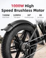 V9-G60 Peak 1500W Ebike, 48V 20Ah(960WH) Removable Battery, 72Miles &32MPH,20" Fat Tire Dirt Bike,7 Speed Gears,Dual Shock Absorber, Adults Electric Bike for Mountains, Snow, Sand, Road. - Image 3