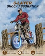 1500W Full Suspension Moped Style Ebike, 20" Fat Tire Electric Bike Up to 28MPH & 75 Miles, 15.6AH/31.2AH Removable Battery, All-Terrain Offroad E Bike for Mountains, Snow, Sand, Road. - Image 3