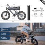 AZHAR 750W Electric Bike for Adult, 20" Fat Tire Ebike Aluminum Frame, 30 Mph Max Speed, Electric Bicycle with 840Wh Removable Battery, Range 55 Miles, 7 Speed & Full Suspension (S18-GreyBlue). - Image 6