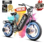 Juliet III Electric Bike for Adults Dual Motor 2000W 33MPH 48V 60Ah 100-200 Miles Long Range Electric Bicycle 20"*4.0 Fat Tires E-Bike Full Suspension Electric Mountain Bike with Colorful Display.