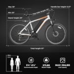 Jasion EB-X 26" Electric Bike for Adults, [Peak 850W Brushless Motor][21 Speed Gear] 25MPH 55 Miles Ebike, 450Wh Removable Battery Electric Mountain Bike, Commuting E Bike with Fork Suspension. - Image 6
