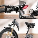 Folding Electric Bike for Adults with Peak 1000W Motor, 48V 15Ah Large Battery up to 30MPH 80 Miles, 20" Fat Tire All Terrain Ebike, Front Suspension 7-Speed Commuter E Bike, Step-Thru, UL Certified. - Image 7