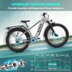 Vivi ACE01 Electric Bike for Adults, 26" x 4.0 Fat Tire Ebike, 1475W Peak Motor Torque Sensor Electric Mountain Bike, 25MPH Electric Bicycle with 48V 15AH Battery, 7 Speed, Hydraulic Brake, UL 2849. - Image 4
