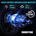 Electric Bike 30MPH Fold Ebike - 48V 20AH 1000W Electric Bicycle Mountain E Bike Motor,70 Miles Long Range 26 * 4 inch Fat Tire e Bike with Dual Suspension. - Image 3