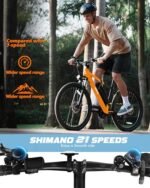 Racer Electric Bike for Adults - 21-Speed Mountain Lightweight Ebike with Peak 500W Brushless Motor, 375Wh Removable Battery, 26X2.1 Tire Step Over E-MTB, Up to 40 Miles. - Image 3