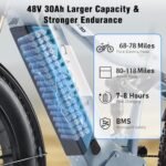 DAMSON Dual Motor Electric Bike for Adult 48V 30AH Removable Battery Ebike 26"X4"Fat Tire up to 30MPH &120 Miles Long Range Off Road Beach Mountain Full Suspension Electric Bicycle. - Image 3