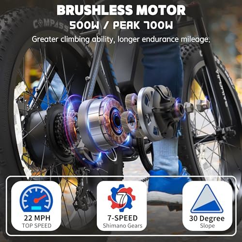 Version 1.0.0 Electric Bike for Adults, 500 700W ebike, 48V 13AH Battery, 26 Inch Fat Tire Electric Bicycle, Shimano 7 Speed Up to 26MPH 60Miles Range Mountain E-Bike UL 2849 Certified. - Image 2