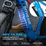 Electric Bike - 750W Motor Ebike for Adults, 26" Fat Tire Electric Bicycle, 48V 14.5AH Removable Battery, 28MPH Snow Beach Mountain E Bike, 7 Speed, LCD Display. - Image 3