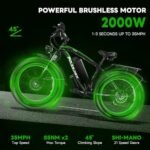 2000W Electric Bike with 20Ah/40Ah Removable Battery 26"×4“Fat Tire Ebike for Adults 35MPH 80/100Miles Electric Bicycles with Shi-Mano 21 Speed Lockable Front Suspension Hydraulic Disc Brake. - Image 2