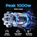 Totem Electric Bike for Adults - 1000W Peak Motor, 27.5" Electric Mountain Bike with 48V 499Wh Removable Lithium Battery, 21-Speed, Mechanical Locking Suspension Fork. - Image 2