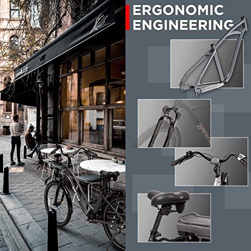 Version 1.0.0 SDU Young Electric Hybrid Cruiser Bike, Up to 90 Miles Long Rang, True Comfort 350W Pedal Assist Beach City Commuter 27.5" E-Bike for Adults. - Image 5